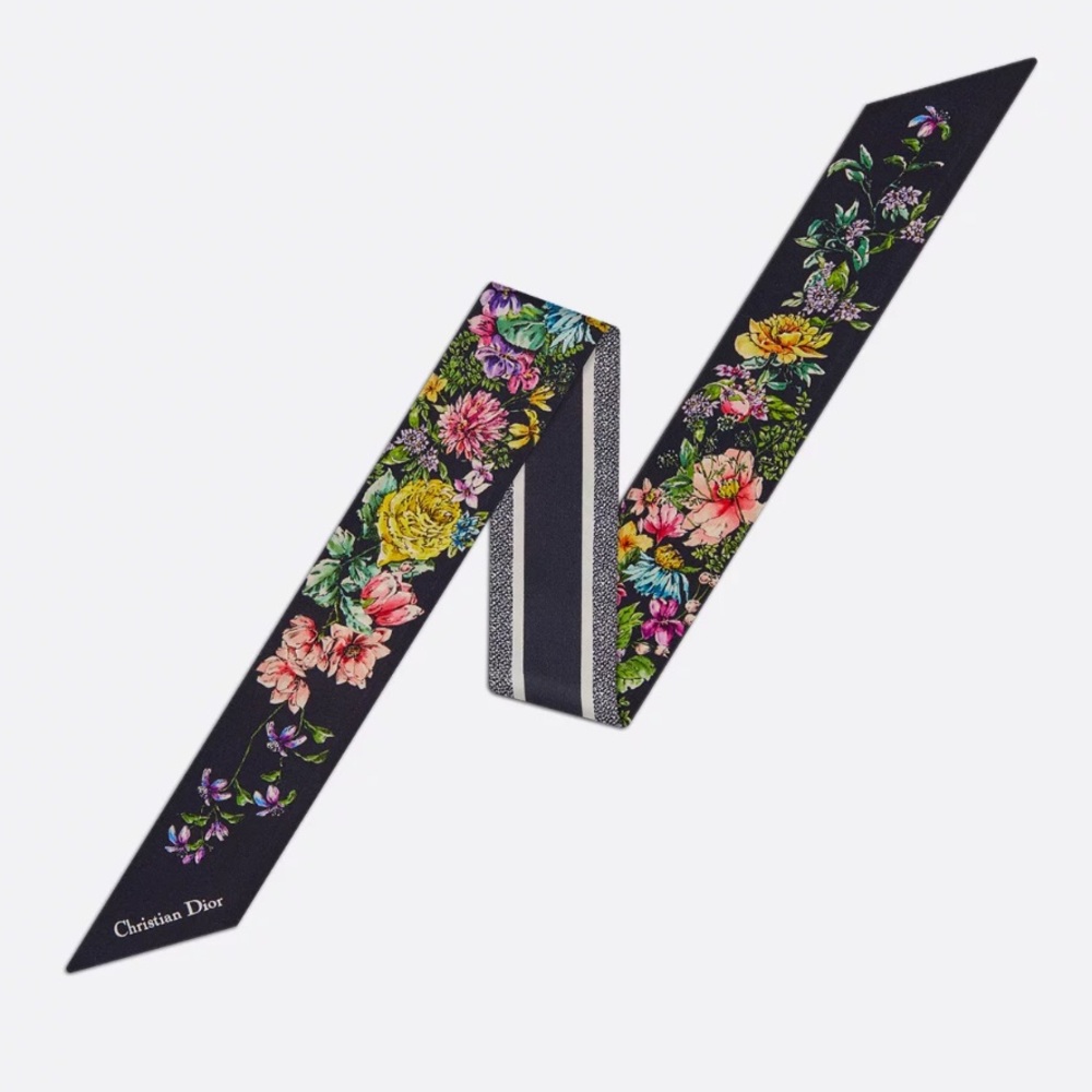D-Floral Mitzah Scarf Deep Blue